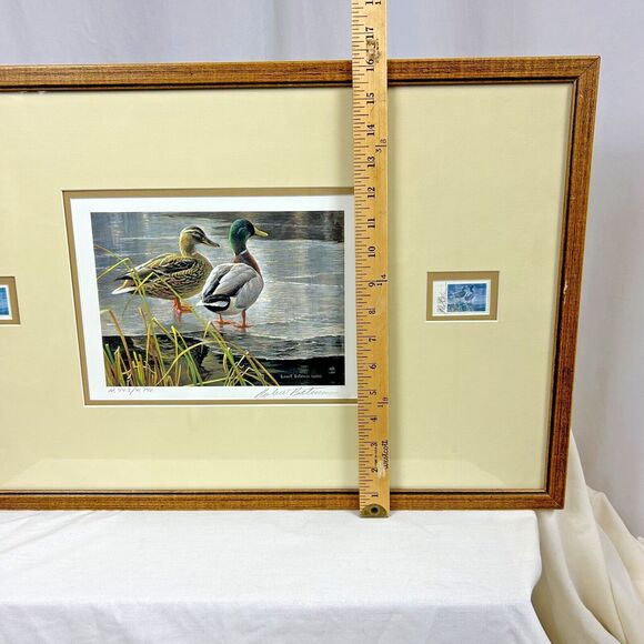 ROBERT BATEMAN 1985 Mallard Duck Pair-Signed/Framed Limited Edition Print+Stamps - Picture 10 of 16